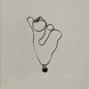 Silver -tone Minimal Disc Necklace - White Silver Tone